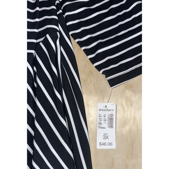 Dressbarn Women’s 3X Black White Striped Open Front Cardigan NWT Plus Size - Picture 6 of 7